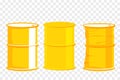 Simple Vector, 3 different Condition Yellow Barrel, at Transparent Effect Background