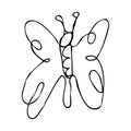 simple vector doodle sketch butterfly single one line art, continuous