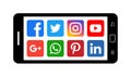 Android mobile phone icon with social media icons Royalty Free Stock Photo