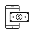 Mobile phone Dollar currency bill icon