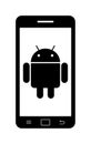 Mobile with android robot icon