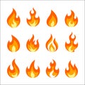 Simple vector flame icons in flat style