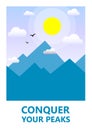 Simple vector flat art illustration of mountain landscape on motivational poster