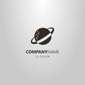 Simple vector flat art logo of abstract saturn planet