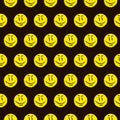 Vector flat art multicolor endless pattern of hand drawn round yellow smiley face Royalty Free Stock Photo