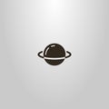 Simple vector flat art outline sign of the cartoon planet Saturn