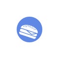 Simple vector flat art round icon of a burger