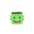 Simple vector flat art square cartoon icon of Frankenstein or zombie face Royalty Free Stock Photo