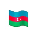Simple vector flat pixel art illustration of flowing flag of Azerbaijan Royalty Free Stock Photo