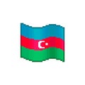 Simple vector flat pixel art illustration of flowing flag of Azerbaijan