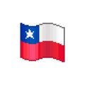 Simple vector flat pixel art illustration of flowing flag of Chile