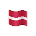 Simple vector flat pixel art illustration of flowing flag of Latvia