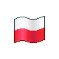 Simple vector flat pixel art illustration of waving flag of Poland