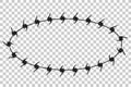 Simple Vector Frame Silhouette Barbed Wire, Oval Shape at Transparent Effect Background Royalty Free Stock Photo