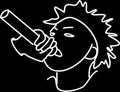 Simple vector freehand outline of young black singer rapper