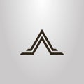 Simple vector geometric flat art sign of abstract triangle mountain shape in two lines