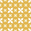 Simple vector geometric floral seamless pattern. Yellow and white background Royalty Free Stock Photo