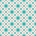 Simple vector geometric seamless pattern with crosses. Turquoise and pink color Royalty Free Stock Photo