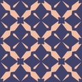 Simple vector geometric seamless pattern with diamond grid, floral shapes Royalty Free Stock Photo