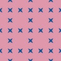 Simple vector geometric seamless pattern with small crosses. Pink and blue Royalty Free Stock Photo