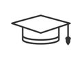 Simple vector graduate hat icon. Simple stock design isolated on a white background, empty outline