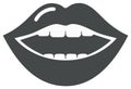 Simple vector graphic of a smiling open mouth with teeth and plump lips Royalty Free Stock Photo