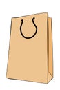 Simple Vector Hand Draw Sketch brown mockup of Paper Bag