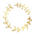Simple vector hand draw sketch gold golden circle floral border