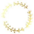 Simple vector hand draw sketch gold golden circle floral border