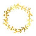 Simple vector hand draw sketch gold, golden hexagon floral border