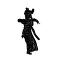 Simple Vector Hand Draw Sketch and Silhouette of Young Girl Traditional Bali Indonesia