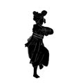 Simple Vector Hand Draw Sketch and Silhouette of Young Girl Traditional Bali Indonesia Dancer