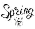 Simple vector hand drawn retro lettering design element on spring with floral decorative elements Royalty Free Stock Photo