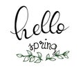 Simple vector hand drawn retro lettering design element on spring with floral decorative elements Royalty Free Stock Photo