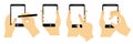 Simple Vector Hand Set 4, Using, Read, Touch and Swipe Black Smartphone