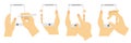 Simple Vector Hand Set 4, Using, Read, Touch and Swipe White Smartphone