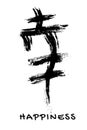 Simple Vector Happiness, Hand Draw Sketch China Calligraphy, for cutting sticker or other design element