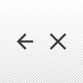 Simple vector icon backward and close isolated on transparent background. Element for design app or website