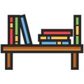 Simple Vector Icon of a bookshelf in flat style. Pixel perfect. Basic education element.