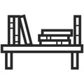 Simple Vector Icon of a bookshelf in line art style. Pixel perfect. Basic education element.