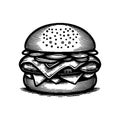 Simple Vector Icon Burger Logo Illustration. Royalty Free Stock Photo