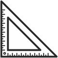 Simple Vector Icon of a classic angle ruler in line art style. Pixel perfect. Basic education element. School and office tool. Bac