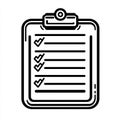 A simple vector icon of a clipboard with a to-do list and checkmarks in a minimal style Royalty Free Stock Photo