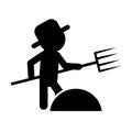 Simple vector icon of a farmer with a pitchfork and a bunch of hay Royalty Free Stock Photo