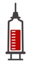 Vector icon of a medical syringe filled with red liquid Royalty Free Stock Photo