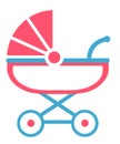 Vector icon of a pink and blue baby stroller Royalty Free Stock Photo