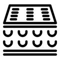 Orthopedic mattress layers showing breathable material icon Royalty Free Stock Photo
