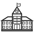 Simple Vector Icon of a school building in line art style. Pixel perfect. Basic education element.