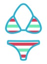 Simple vector icon of a striped bikini