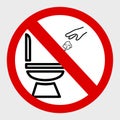 Simple Vector, Icon Stye Prohibition Sign in toilet, do not Litter at closet, public restroom, at gray background Royalty Free Stock Photo